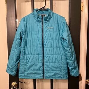 Columbia Quilted Puffer Jacket Interchange Girls Size XL Teal Fits Women Sm / M